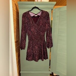 Parker Cordovan Jungle Cheetah Mini Ruffle Dress small